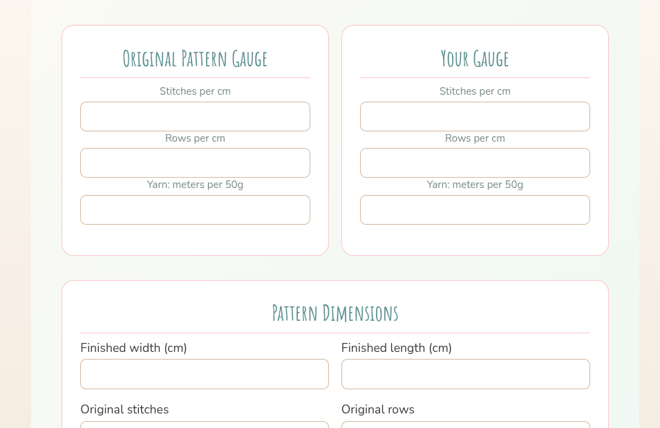KnitPickyKnits Pattern Gauge Tool